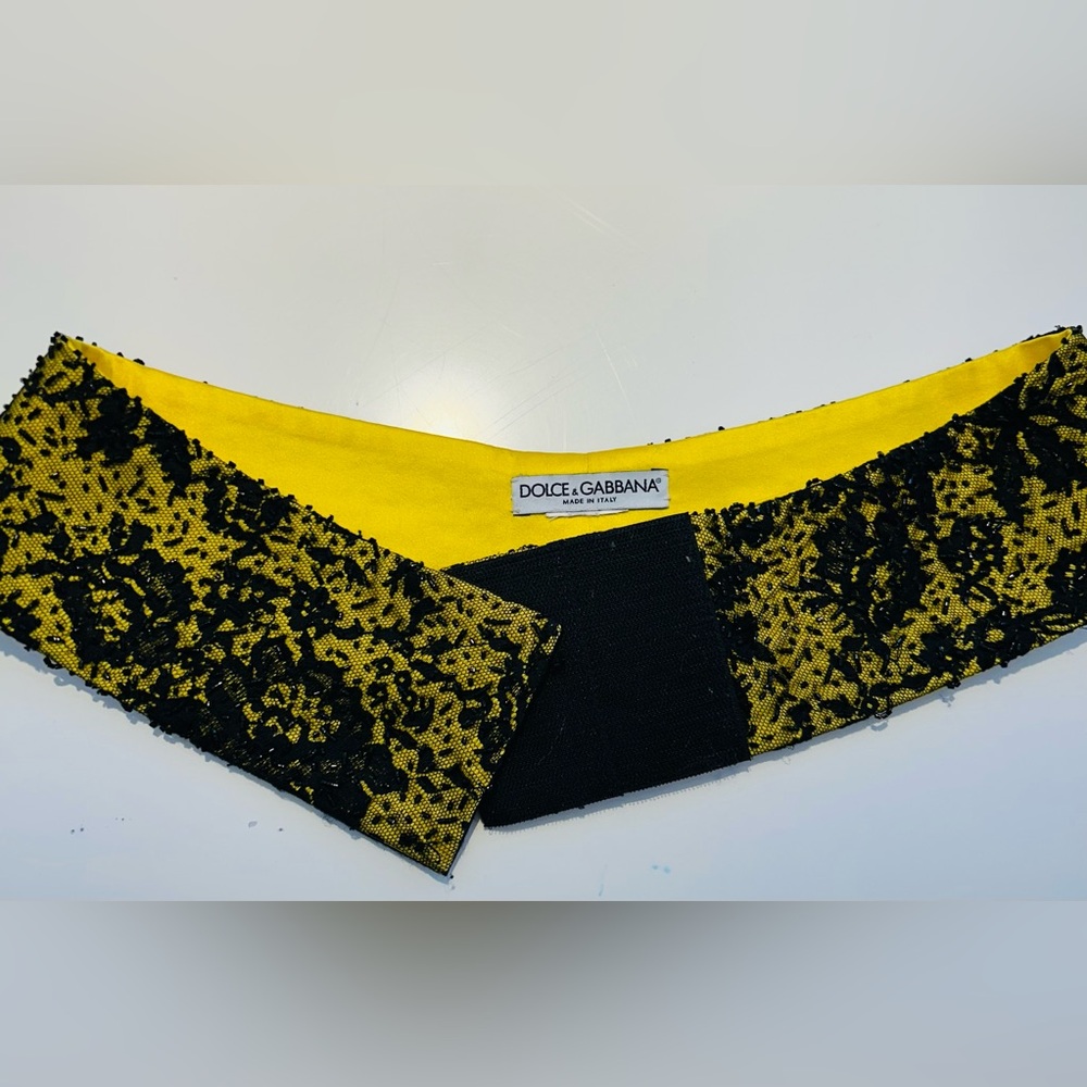 Dolce & Gabbana Black Lace on Yellow Headband - Picture 2 of 9